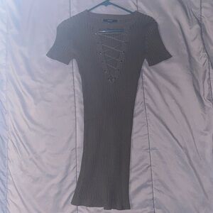 Sweater dress lace up